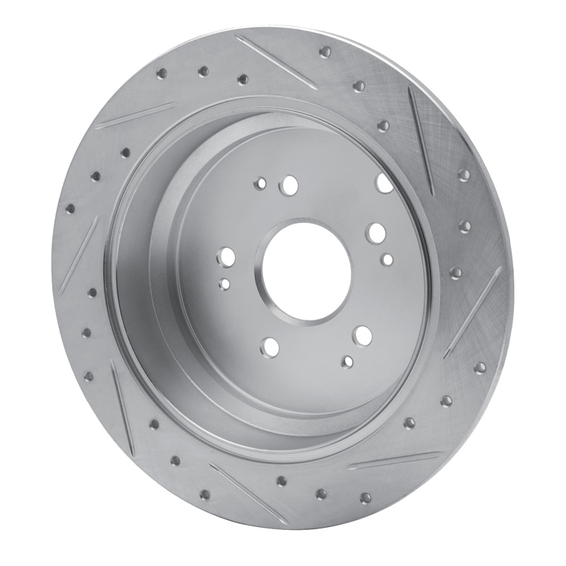 Honda Odyssey Brake Rotor (1) - Rear Left - R1 Concepts - Drilled & Slotted - Silver - `02-`04